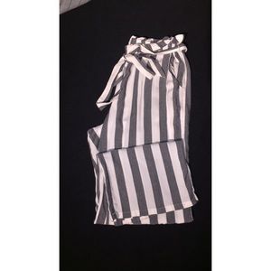 American Eagle striped tapered front tie pants